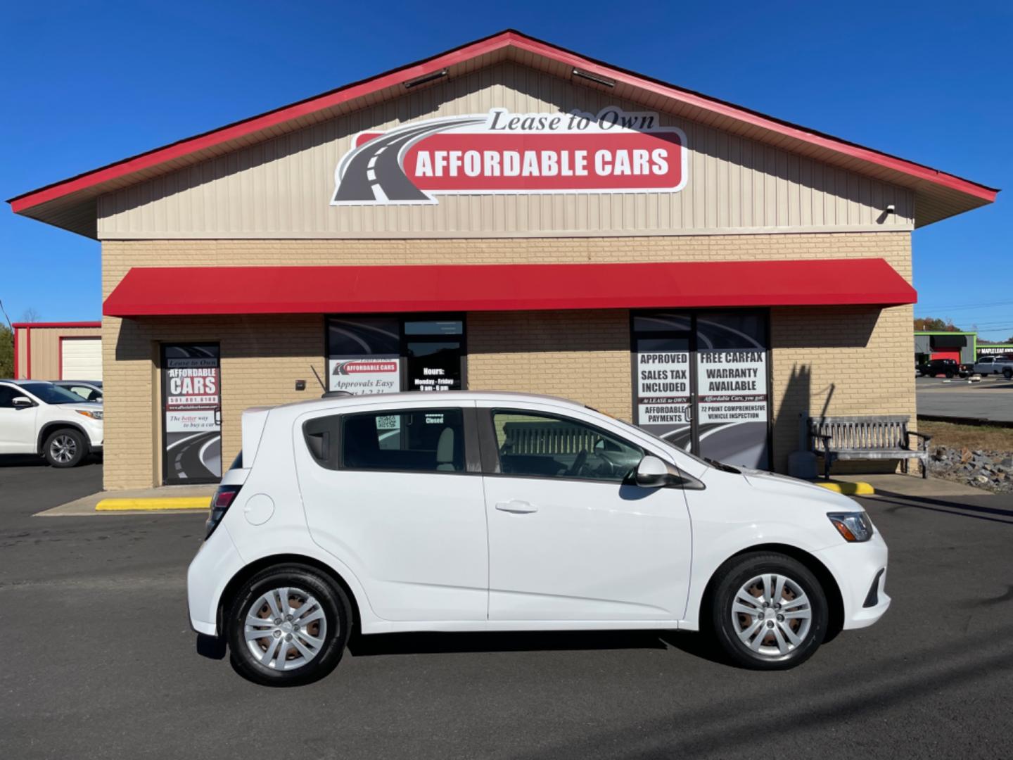 2017 White Chevrolet Sonic (1G1JG6SH2H4) with an 4-Cyl, 1.8 Liter engine, Automatic, 6-Spd transmission, located at 8008 Warden Rd, Sherwood, AR, 72120, (501) 801-6100, 34.830078, -92.186684 - Photo#0